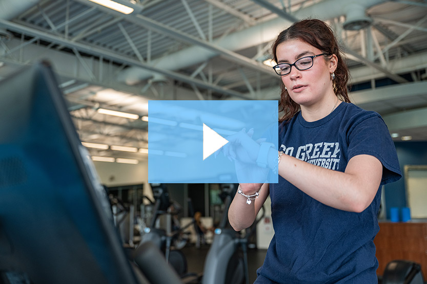 Student at gym